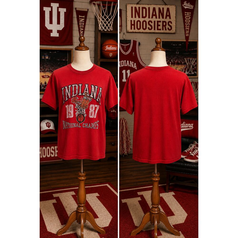 Vintage Indiana Hoosiers 1987 Champs Single Stitch USA Signal Tee
